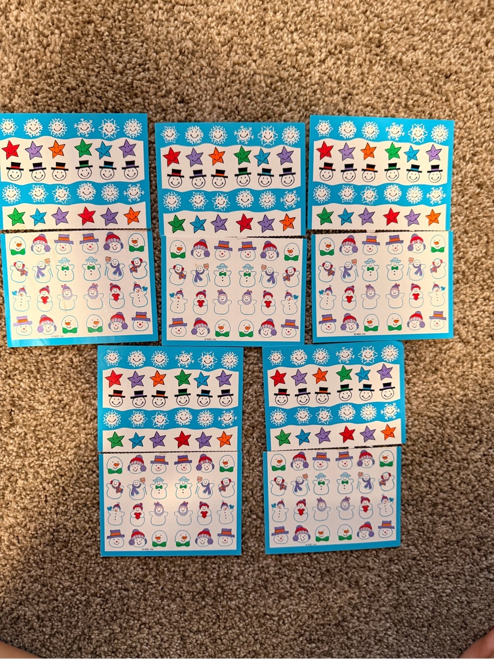 Holiday Snowman & Star Sticker Sheets -vintage AGC